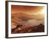 The Martian Sun Sets over the High Walls of Mojave Crater-Stocktrek Images-Framed Photographic Print