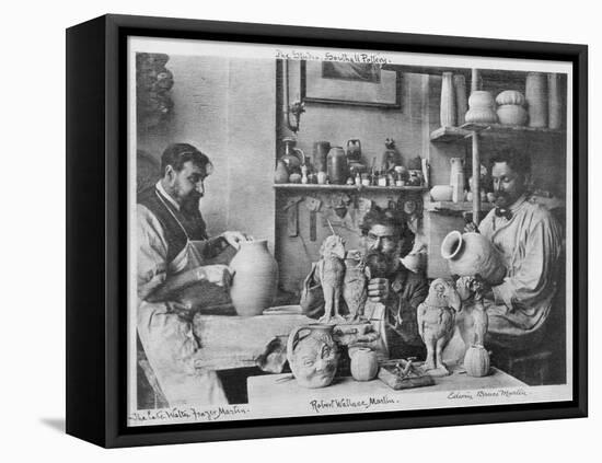 The Martin Brothers in the Studio at the Southall Pottery (B/W Photo)-English Photographer-Framed Stretched Canvas