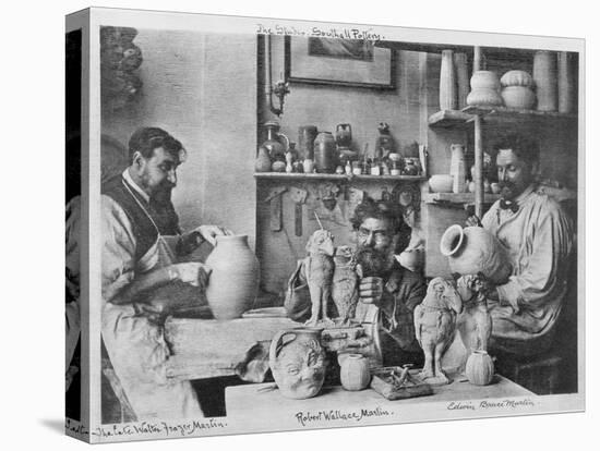 The Martin Brothers in the Studio at the Southall Pottery (B/W Photo)-English Photographer-Stretched Canvas