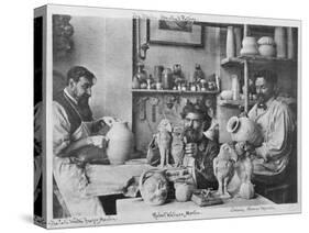 The Martin Brothers in the Studio at the Southall Pottery (B/W Photo)-English Photographer-Stretched Canvas