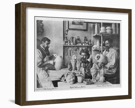 The Martin Brothers in the Studio at the Southall Pottery (B/W Photo)-English Photographer-Framed Giclee Print