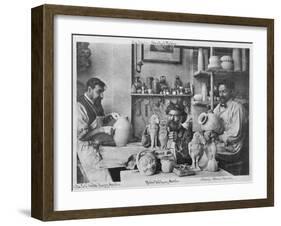 The Martin Brothers in the Studio at the Southall Pottery (B/W Photo)-English Photographer-Framed Giclee Print