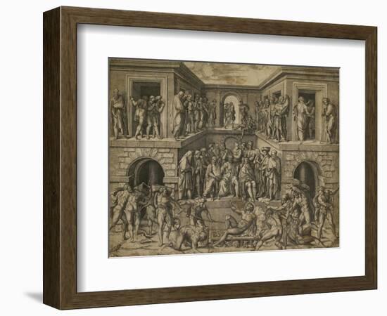 The Martyrdom of St Lawrence, C. 1525-Marcantonio Raimondi-Framed Giclee Print