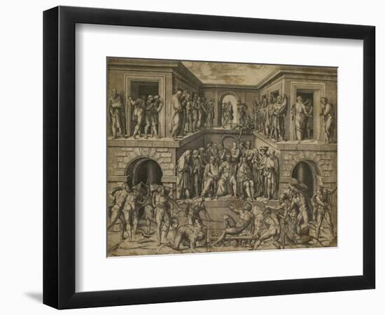 The Martyrdom of St Lawrence, C. 1525-Marcantonio Raimondi-Framed Giclee Print