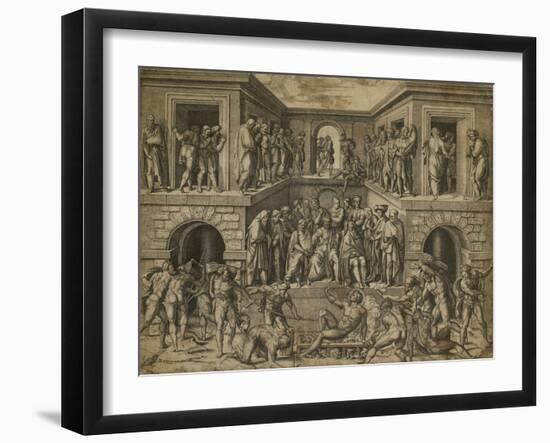 The Martyrdom of St Lawrence, C. 1525-Marcantonio Raimondi-Framed Giclee Print