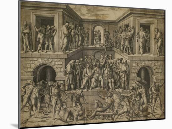 The Martyrdom of St Lawrence, C. 1525-Marcantonio Raimondi-Mounted Giclee Print