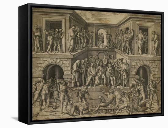 The Martyrdom of St Lawrence, C. 1525-Marcantonio Raimondi-Framed Stretched Canvas