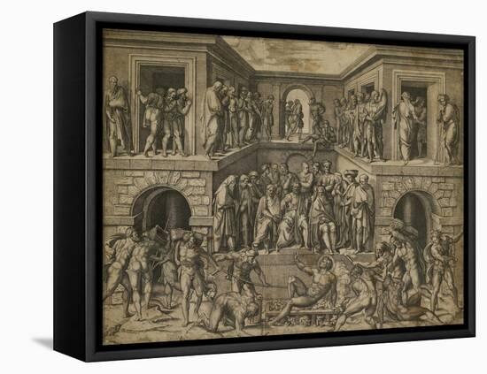 The Martyrdom of St Lawrence, C. 1525-Marcantonio Raimondi-Framed Stretched Canvas