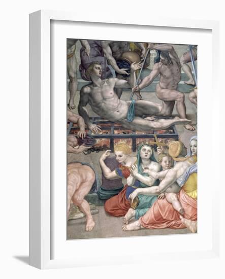 The Martyrdom of St. Lawrence, Detail of St. Lawrence on the Gridiron-Agnolo Bronzino-Framed Giclee Print