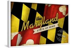 The Maryland State of Mind - State Outline Flag-Lantern Press-Framed Art Print