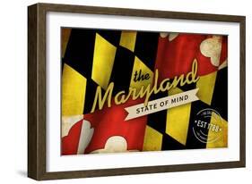 The Maryland State of Mind - State Outline Flag-Lantern Press-Framed Art Print