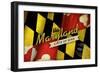 The Maryland State of Mind - State Outline Flag-Lantern Press-Framed Art Print