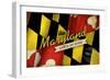 The Maryland State of Mind - State Outline Flag-Lantern Press-Framed Art Print