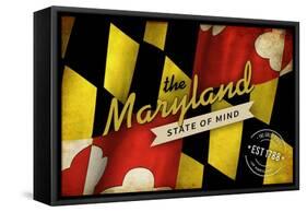 The Maryland State of Mind - State Outline Flag-Lantern Press-Framed Stretched Canvas