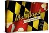 The Maryland State of Mind - State Outline Flag-Lantern Press-Stretched Canvas