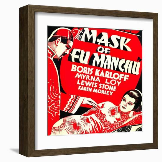 The Mask of Fu Manchu, Boris Karloff, Myrna Loy, 1932-null-Framed Art Print