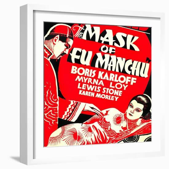 The Mask of Fu Manchu, Boris Karloff, Myrna Loy, 1932-null-Framed Art Print