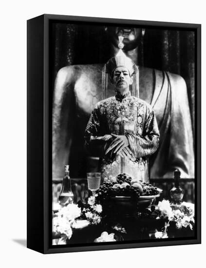 The mask of Fu Manchu by CharlesBrabin with Boris Karloff, 1932 (b/w photo)-null-Framed Stretched Canvas