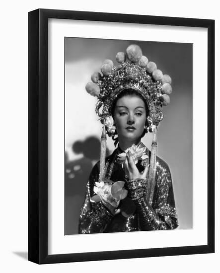 The mask of Fu Manchu by CharlesBrabin with Mirna Loy, 1932 (b/w photo)-null-Framed Photo