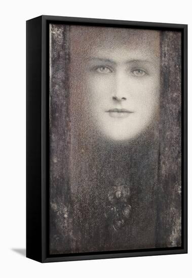 The Mask, with a Black Curtain, circa 1909-Fernand Khnopff-Framed Stretched Canvas