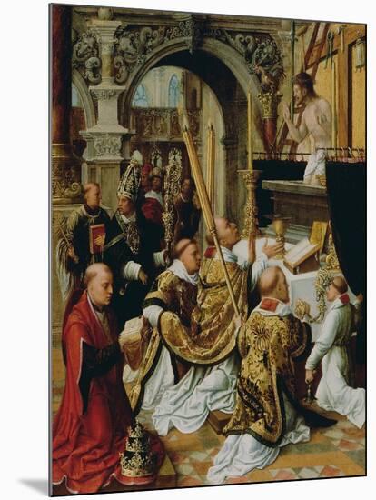 The Mass of Saint Gregory the Great, Ca 1510-1520-Adriaen Isenbrant-Mounted Giclee Print