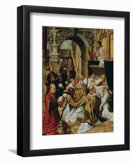 The Mass of Saint Gregory the Great, Ca 1510-1520-Adriaen Isenbrant-Framed Premium Giclee Print