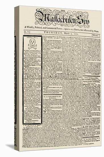 The Massachusetts Spy Newspaper, on the First Anniversary of the Boston Massacre, c.1771-null-Stretched Canvas