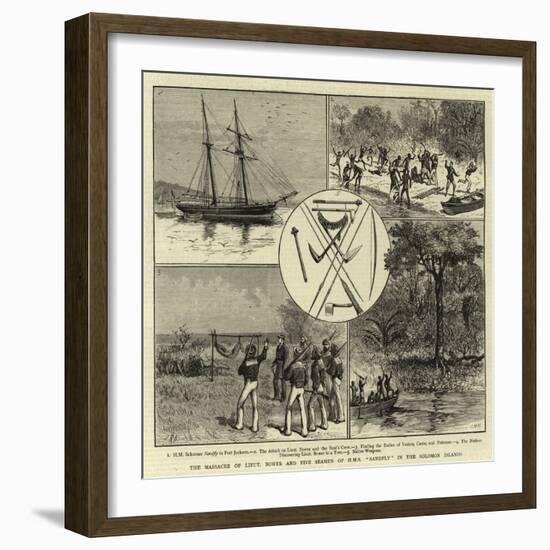 The Massacre of Lieutenant Bower and Five Seamen of H M S Sandfly in the Solomon Islands-null-Framed Giclee Print