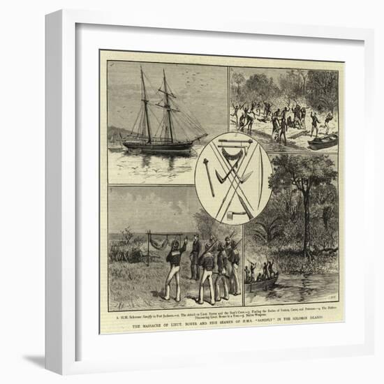 The Massacre of Lieutenant Bower and Five Seamen of H M S Sandfly in the Solomon Islands-null-Framed Giclee Print