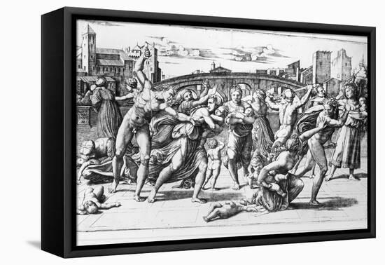 The Massacre of the Innocents, Engraved by Marcantonio Raimondi-Raphael-Framed Stretched Canvas