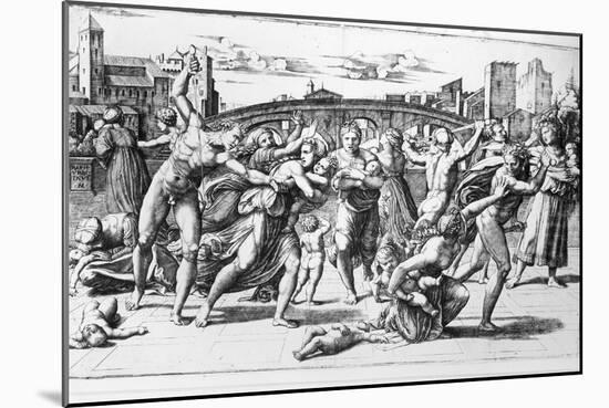 The Massacre of the Innocents, Engraved by Marcantonio Raimondi-Raphael-Mounted Giclee Print