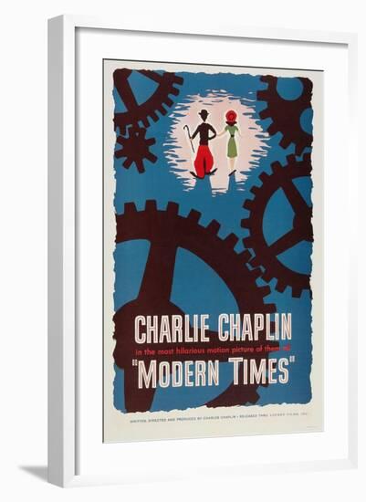 The Masses, 1936, "Modern Times" Directed by Charles Chaplin-null-Framed Giclee Print