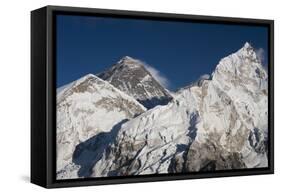 The massive black pyramid summit of Mount Everest, from Kala Patar, Khumbu Region, Nepal, Himalayas-Alex Treadway-Framed Stretched Canvas