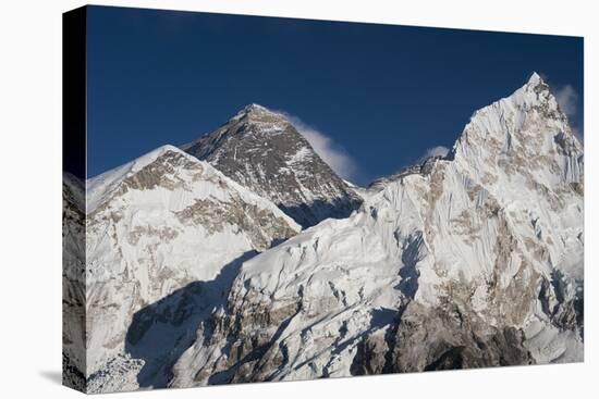 The massive black pyramid summit of Mount Everest, from Kala Patar, Khumbu Region, Nepal, Himalayas-Alex Treadway-Stretched Canvas