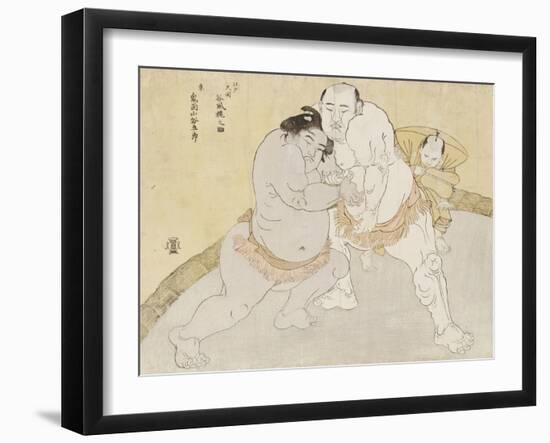 The Match Between Tanikaze Kajinosuke and Kimenzan Tanigoro-Katsukawa Shunsho-Framed Giclee Print