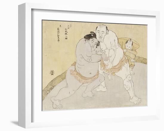 The Match Between Tanikaze Kajinosuke and Kimenzan Tanigoro-Katsukawa Shunsho-Framed Giclee Print