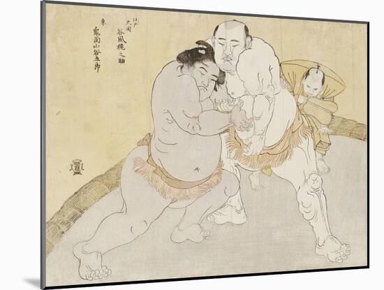 The Match Between Tanikaze Kajinosuke and Kimenzan Tanigoro-Katsukawa Shunsho-Mounted Giclee Print