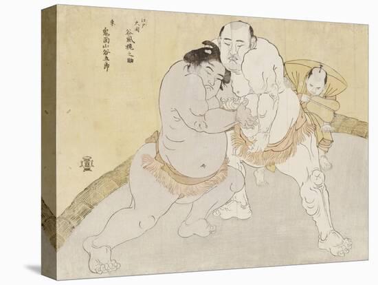 The Match Between Tanikaze Kajinosuke and Kimenzan Tanigoro-Katsukawa Shunsho-Stretched Canvas