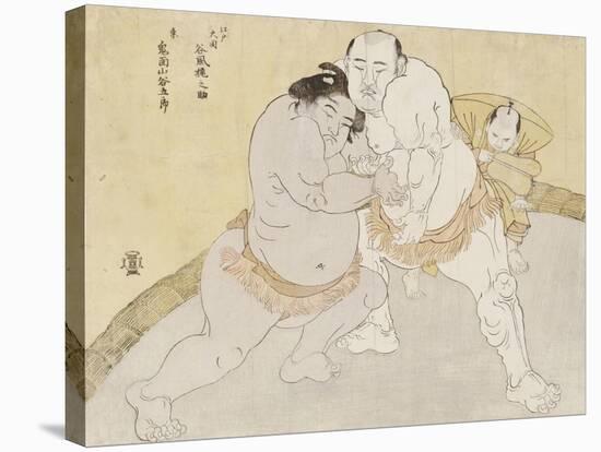 The Match Between Tanikaze Kajinosuke and Kimenzan Tanigoro-Katsukawa Shunsho-Stretched Canvas