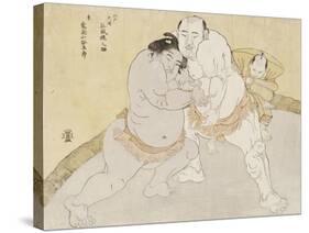 The Match Between Tanikaze Kajinosuke and Kimenzan Tanigoro-Katsukawa Shunsho-Stretched Canvas