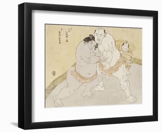 The Match Between Tanikaze Kajinosuke and Kimenzan Tanigoro-Katsukawa Shunsho-Framed Giclee Print