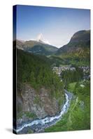 The Matterhorn, 4478M, and Zermatt, Valais, Swiss Alps, Switzerland, Europe-Christian Kober-Stretched Canvas