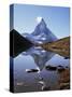 The Matterhorn, 4478M, from the East, Over Riffel Lake, Swiss Alps, Switzerland-Ursula Gahwiler-Stretched Canvas