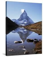 The Matterhorn, 4478M, from the East, Over Riffel Lake, Swiss Alps, Switzerland-Ursula Gahwiler-Stretched Canvas