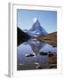 The Matterhorn, 4478M, from the East, Over Riffel Lake, Swiss Alps, Switzerland-Ursula Gahwiler-Framed Photographic Print