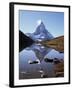 The Matterhorn, 4478M, from the East, Over Riffel Lake, Swiss Alps, Switzerland-Ursula Gahwiler-Framed Photographic Print