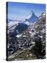 The Matterhorn, and Zermatt Below, Valais, Switzerland-Hans Peter Merten-Stretched Canvas