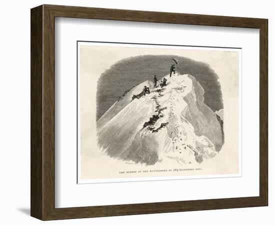 The Matterhorn Edward Whymper Plants a Flag on the Summit-Edward Whymper-Framed Art Print