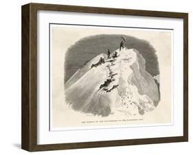 The Matterhorn Edward Whymper Plants a Flag on the Summit-Edward Whymper-Framed Art Print