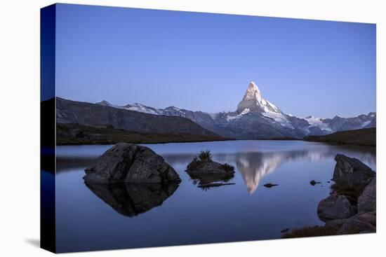 The Matterhorn Reflected in Stellisee at Sunrise-Roberto Moiola-Stretched Canvas